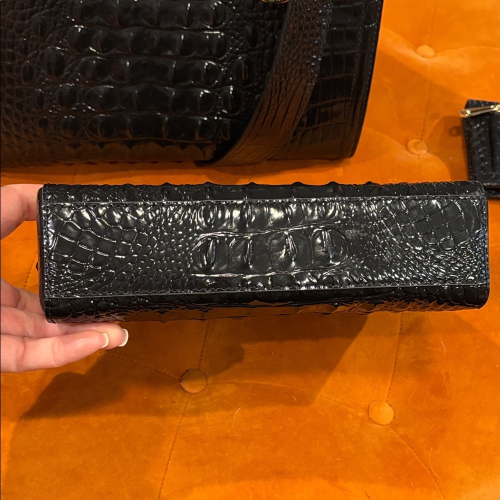 Brahmin Black Crocodile Embossed Handbag Set - Picture 6 of 16